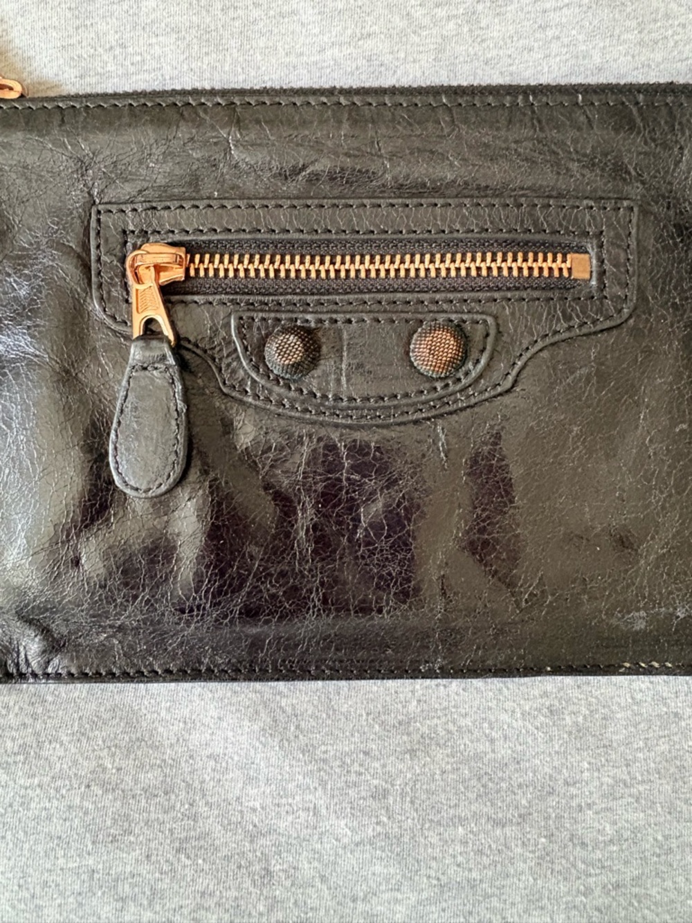 Balenciaga Black Leather Wristlet Clutch with Rose Gold Hardware - Picture 3 of 13